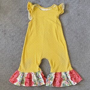 Ricrac & Ruffles yellow ruffle jumpsuit, 18M.